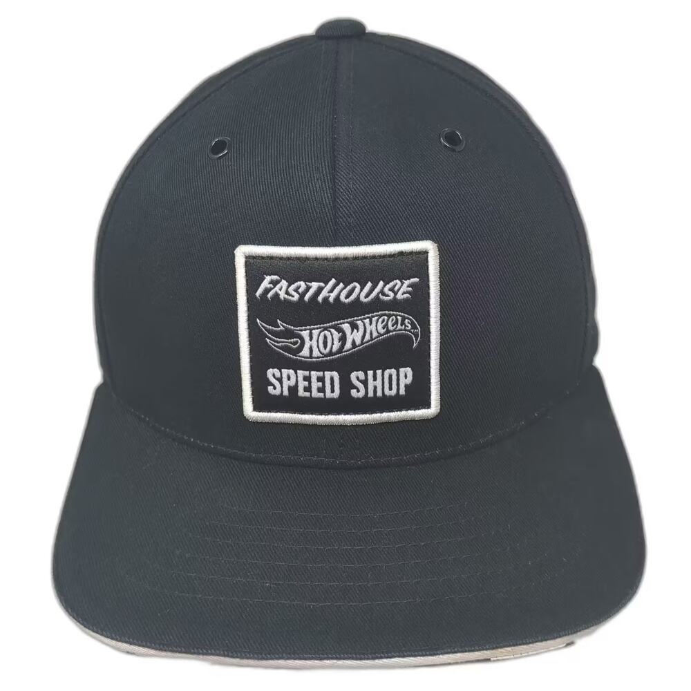 Fasthouse Hot Wheels Snapback Hat Black White OS Checkered Under Brim Cotton